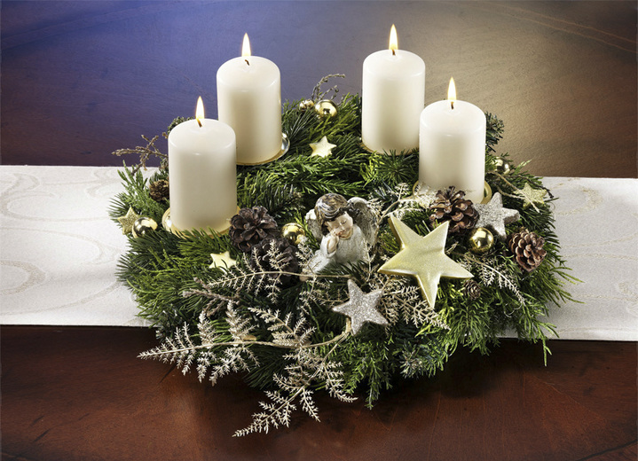 - Adventskranz mit 4 Echtwachskerzen, in Farbe GRÜN