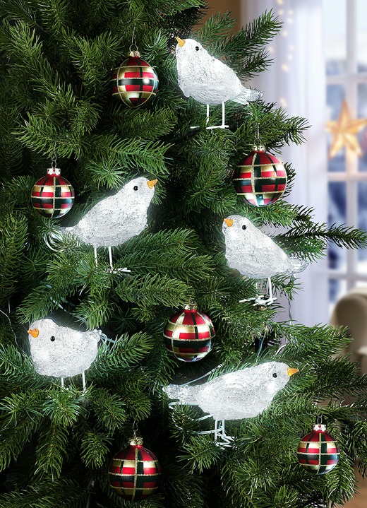 - Vogel-Lichterkette für Innen- und Außen, in Farbe WEISS