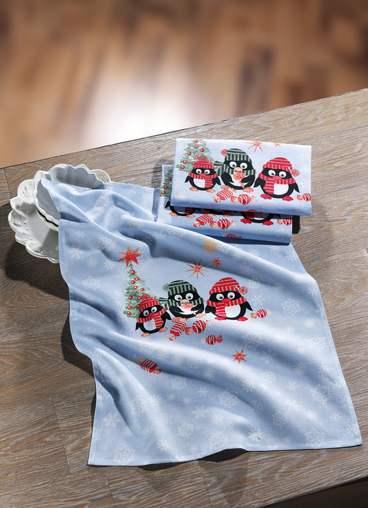 - Geschirrtücher mit Pinguine, 3er-Set, in Farbe HELLBLAU