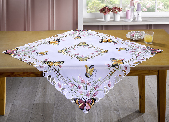 Tischdecken - Tisch- und Raumdekoration aus dem Hause Schäfer, in Größe 101 (Läufer, 40x 90 cm) bis 404 (Kissenbezug, 40x 40 cm), in Farbe WEISS Ansicht 2