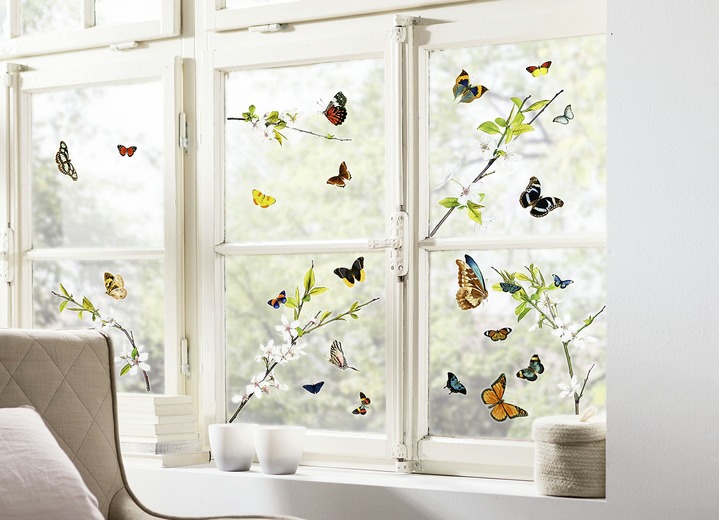 Wohnaccessoires - Deko-Sticker aus selbsthaftender Folie, in Farbe BUNT, in Ausführung Schmetterlinge, 27-teilig Ansicht 1