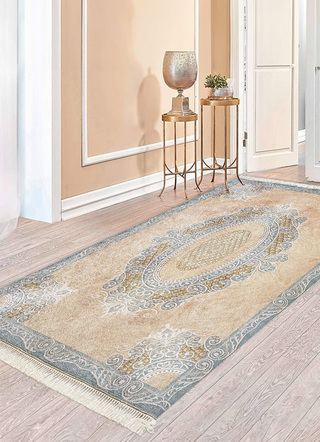 Klassisch - Besonders flache Brücken, Galerien und Teppiche, in Größe 101 (Brücke, 50x 80 cm) bis 304 (Teppich, Ø 150 cm), in Farbe BEIGE – Farbe BEIGE – Ansicht 