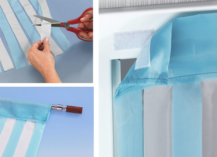 - Türvorhang für Balkon- oder Terrassentür, in Farbe TÜRKIS-BEIGE Ansicht 2