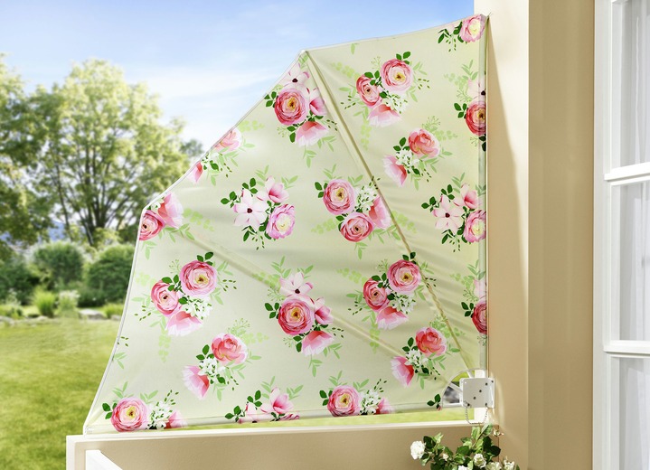 Sichtschutz und Sonnenschutz - Balkonfächer Rosen, in Farbe CREME