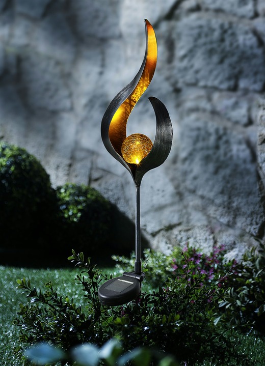 Gartenparadies - Solar-Stecker Flamme aus Metall, in Farbe BRAUN