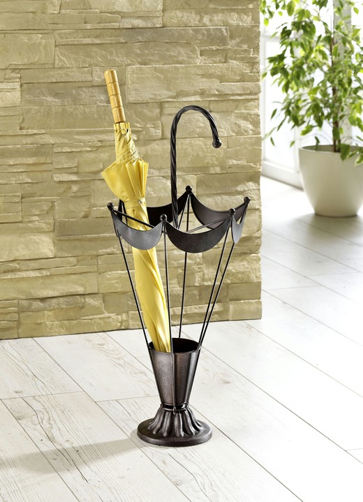 Garderobenmöbel - Schirmständer aus geschwungenem Eisen, in Farbe ANTIKBRAUN