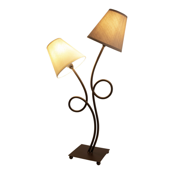 Lampen & Leuchten - Elegant geschwungene Tischleuchte aus Metall, in Farbe BRAUN-BEIGE Ansicht 1