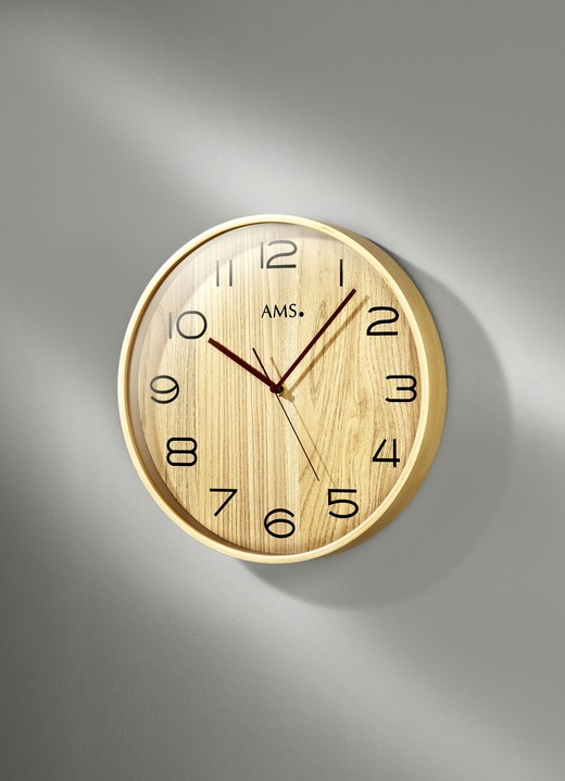 Uhren - Wanduhr aus Holz, in Farbe HELLBRAUN
