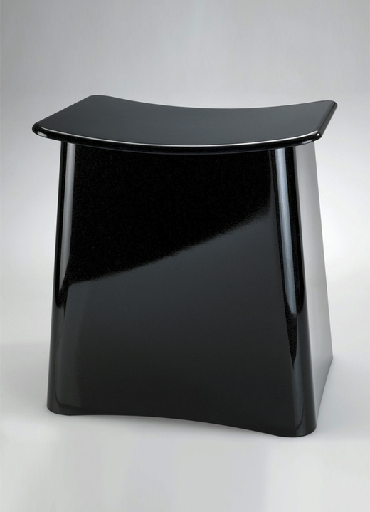 Badmöbel - Badhocker mit Wäschesack, in Farbe SCHWARZ Ansicht 1
