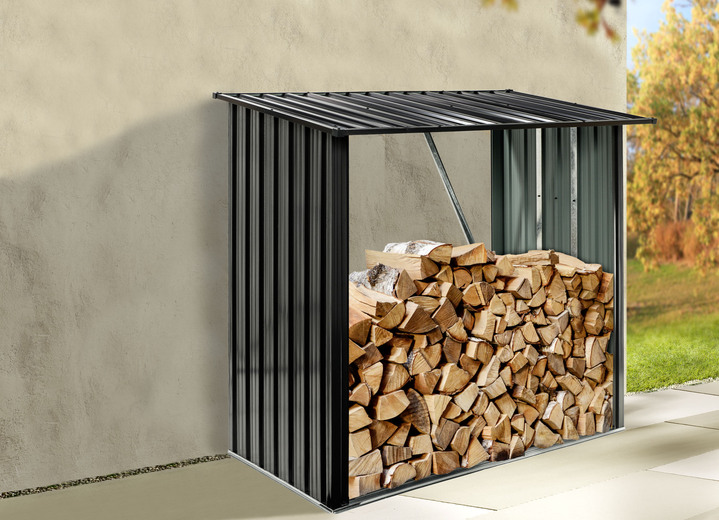 - Kaminholz-Regal aus verzinktem Stahl, in Farbe ANTHRAZIT
