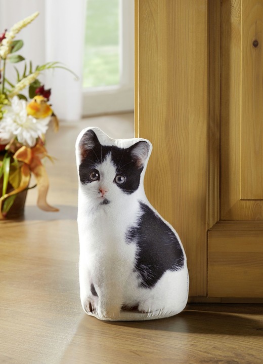 Wohnaccessoires - Türstopper Katze, in Farbe SCHWARZ-WEIß
