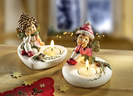 Teelichthalter Winterkinder, 2er-Set