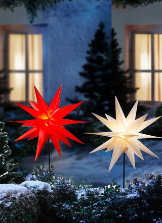Außendekorationen - Weihnachtsstern mit Erdspieß, in Farbe WEISS