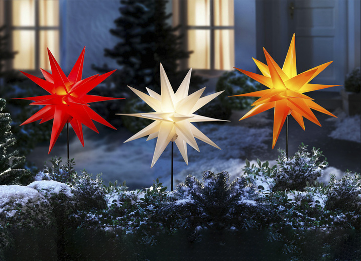 Außendekorationen - Weihnachtsstern mit Erdspieß, in Farbe GELB