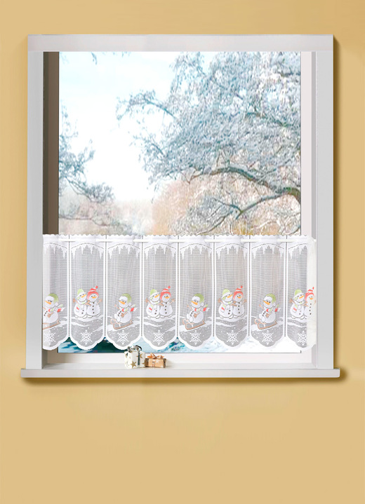 Modern - Kurzstore mit Schneemännern, in Größe 784 (H45xB 90 cm) bis 864 (H60xB165 cm), in Farbe COLORIERT Ansicht 1