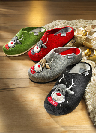 Hausschuh mit Obermaterial aus Wollfilz