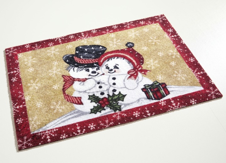 Fußmatten - Fußmatte mit Schneemann-Motiv, in Farbe ROT-BEIGE Ansicht 3