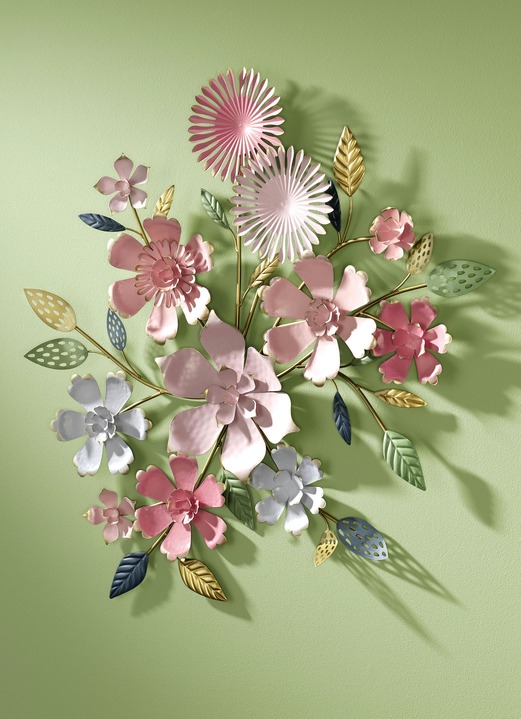 Metall-Wandbilder - Wanddekoration Blumen aus Metall, in Farbe ROSA