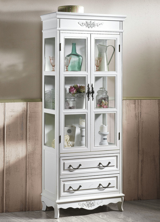 - Vitrine, 2-türig, in Farbe ANTIKWEISS