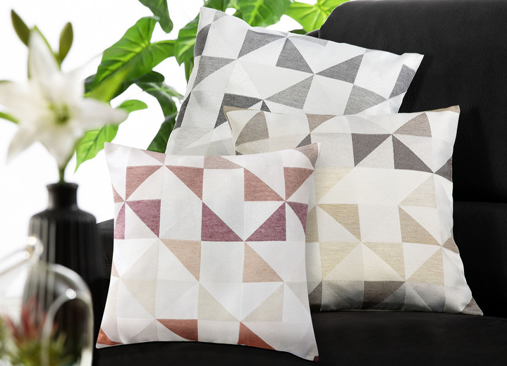 Kissenbezüge - Kissenbezug aus gewebtem Jacquard-Dekostoff, in Größe 105 (40x40 cm) bis 110 (50x50 cm), in Farbe SILBER