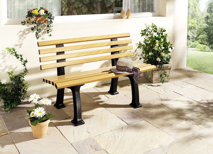 Gartenmöbel - Gartenbank aus Kunststoff in Holzoptik, in Farbe BRAUN, in Ausführung Zweisitzer Ansicht 1