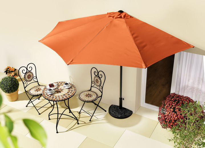 Sichtschutz und Sonnenschutz - Schirme mit UV-Schutz 50+, in Farbe TERRA, in Ausführung halbrund Ansicht 1