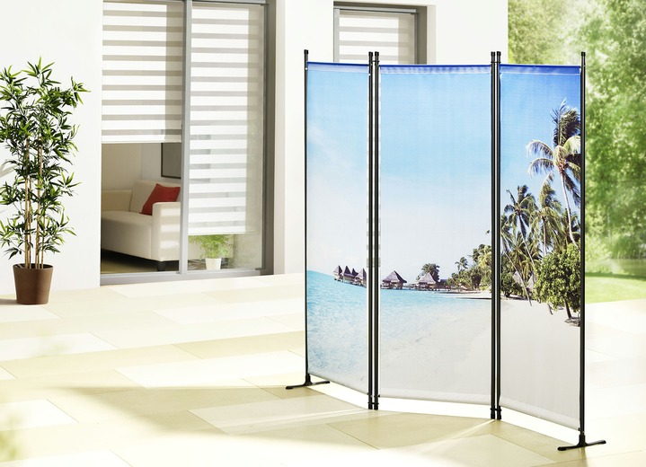 Sichtschutz und Sonnenschutz - UV-beständiger Paravent mit wunderschönen Motiven, in Farbe BUNT, in Ausführung Südsee