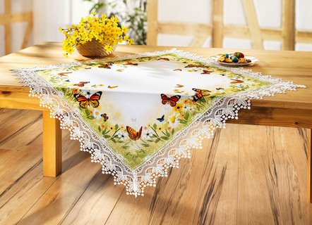 Tischdecken - Tisch- und Raumdekoration mit aufwendiger Spitze, in Größe 101 (Deckchen, 35x 50 cm) bis 404 (Kissenbezug, 40x 40 cm), in Farbe SEKT-BUNT – Farbe SEKT-BUNT – Ansicht 