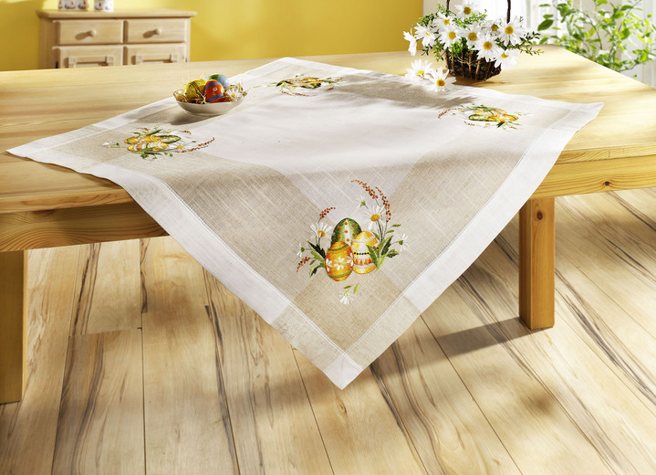 Tischdecken - Charmante Accessoires mit buntem Ostereier- Motiv, in Größe 102 (Läufer, 40x 85 cm) bis 404 (Kissenbezug, 40x 40 cm), in Farbe SEKT-BUNT Ansicht 2