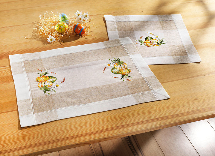 Tischdecken - Charmante Accessoires mit buntem Ostereier- Motiv, in Größe 102 (Läufer, 40x 85 cm) bis 404 (Kissenbezug, 40x 40 cm), in Farbe SEKT-BUNT Ansicht 4