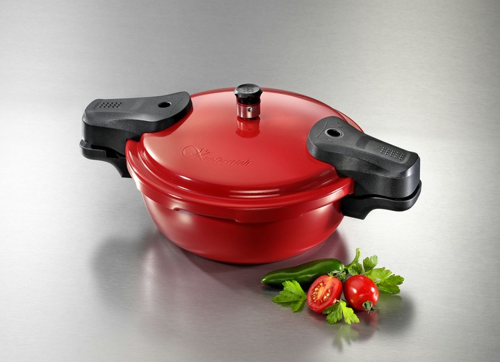 Töpfe, Pfannen & Bräter - Schnellkochtopf mit hochwertiger Keramikbeschichtung Ansicht 2 Töpfe, Pfannen & Bräter - Schnellkochtopf mit hochwertiger Keramikbeschichtung, in Farbe ROT Ansicht 2