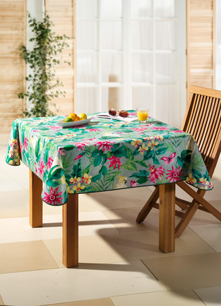 Gartentischdecken - Wachstischtuch mit farblich abgestimmtem Schrägband, in Größe 108 (Tischdecke, 80x 80 cm) bis 200 (Tischdecke oval, 155x220 cm), in Farbe BUNT