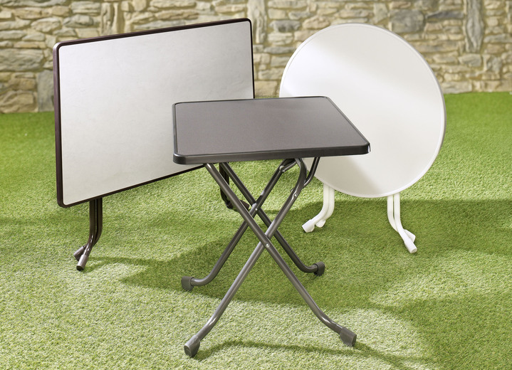 Gartenmöbel - Klapptisch mit Stahlrohrgestell, in Farbe WEISS, in Ausführung Klapptisch rund  ø 80 cm