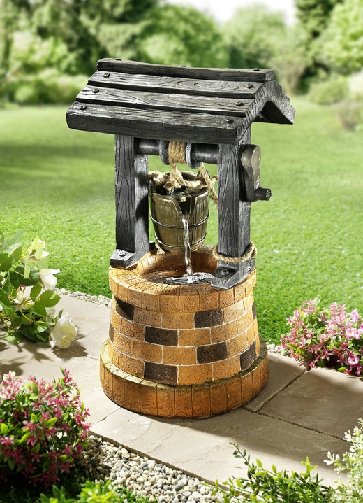 Gartendekoration - Solar-Ziegelbrunnen, in Farbe BUNT
