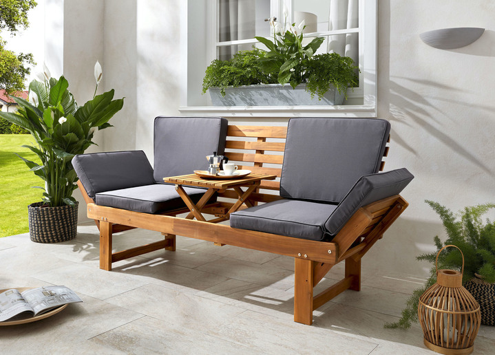 Funktionsbank Rügen aus Akazien Holz Gartenmöbel