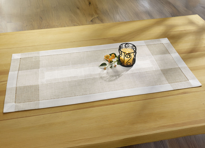 Tischdecken - Klassische Tisch- und Raumdekoration mit Leinen, in Größe 101 (Läufer, 30x 70 cm) bis 404 (Kissenbezug, 40x 40 cm), in Farbe ECRU-BEIGE Ansicht 1