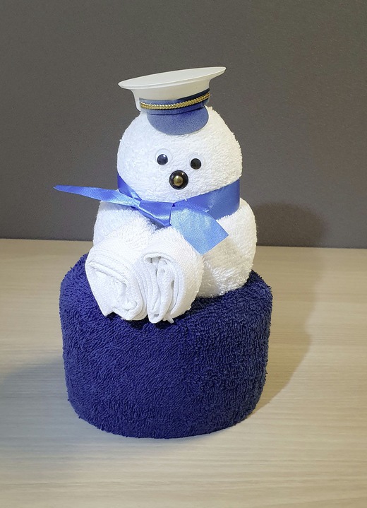- Frottier - Kapitän aus 100% Baumwolle, in Farbe MARINE-WEISS
