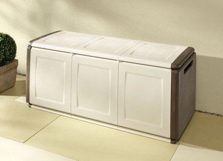 Gartenmöbel - Gartenboxen aus robustem Polypropylen, in Farbe BEIGE, in Ausführung klein – Farbe BEIGE – Ansicht 