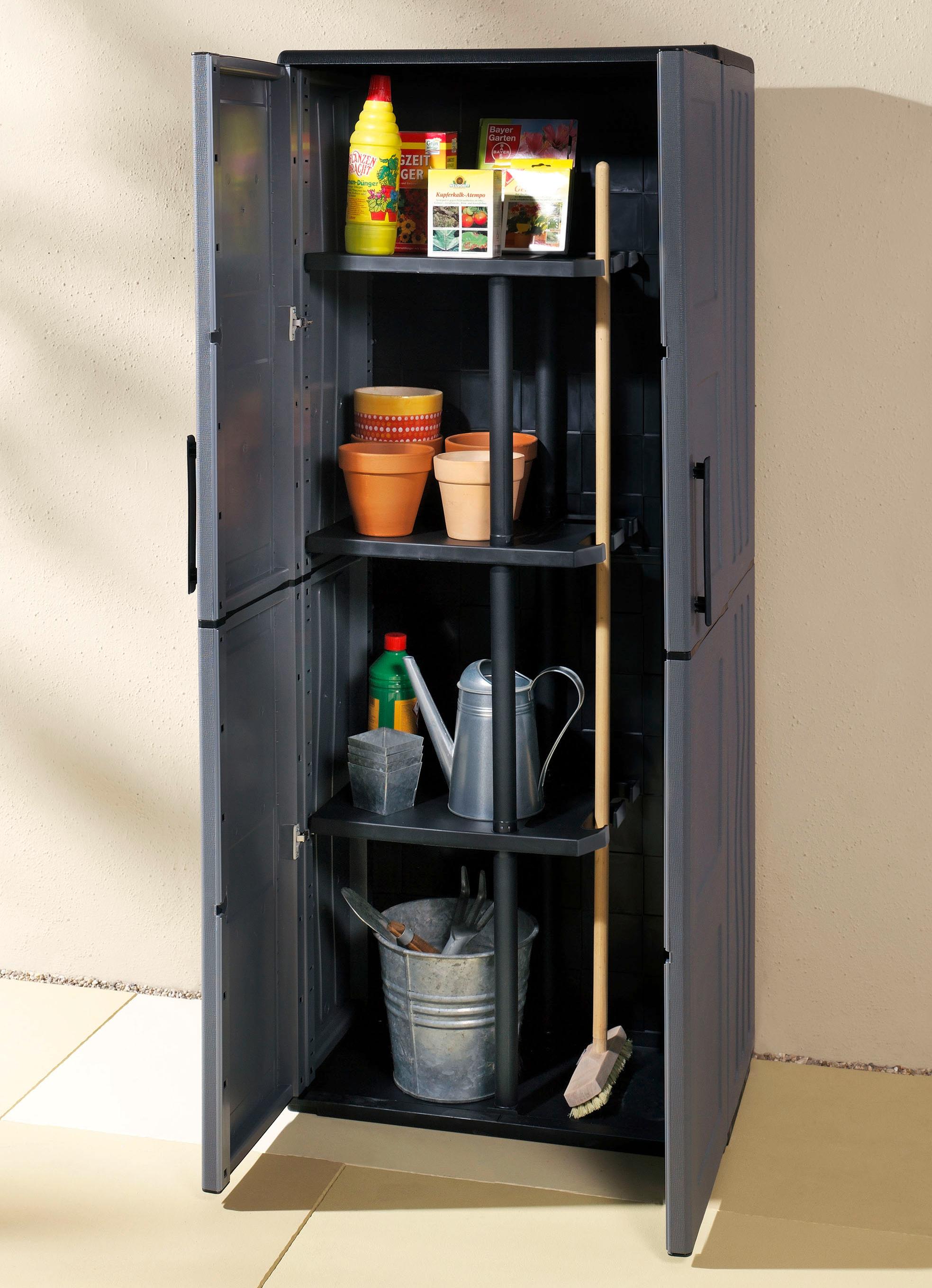 Gartenmöbel - Gartenschrank mit soliden Stahlscharnieren, in Farbe GRAU, in Ausführung klein Ansicht 5