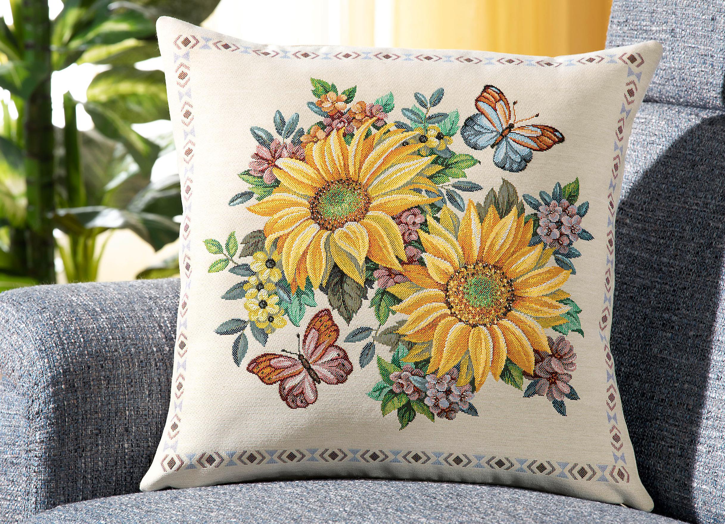 Kissenbezug mit Sonnenblume-Motiv
