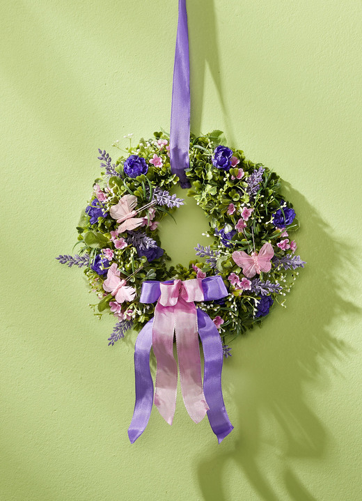 - Wandkranz mit Lavendel, Beeren und Schmetterlingen, in Farbe GRÜN-LILA