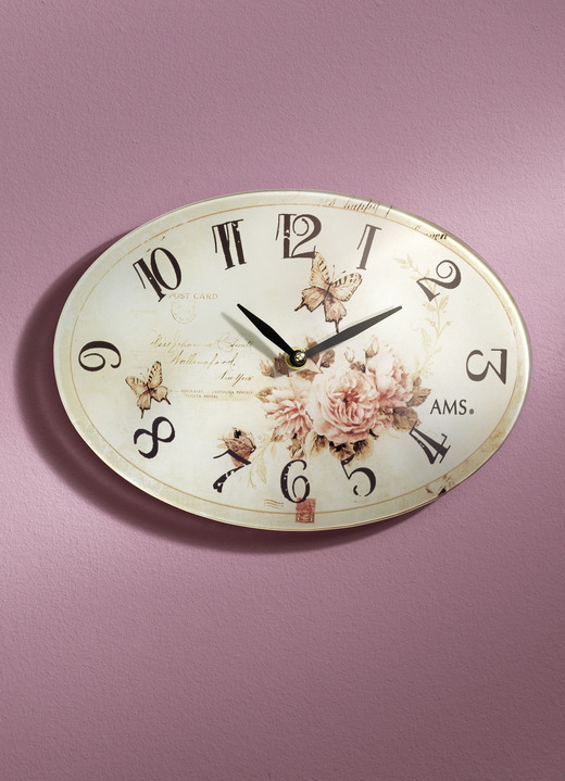 Uhren - Wanduhr aus Mineralglas, in Farbe CREME