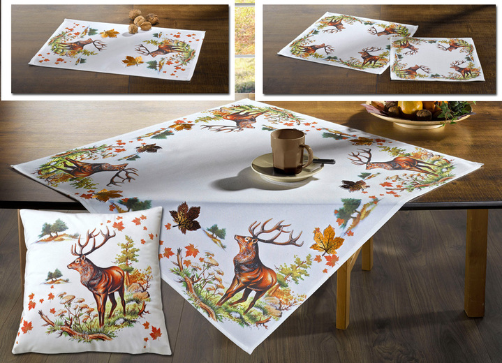 Tischdecken - Bezaubernde naturnahe Accessoires, in Größe 101 (2 Deckchen, 35x 50 cm) bis 404 (Kissenbezug, 40x 40 cm), in Farbe WEIß