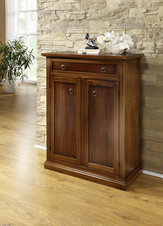 Vitrinen & Highboards - Möbelserie aus teilmassivem Holz, in Farbe ANTIKWEISS, in Ausführung Vitrine, klein Ansicht 3