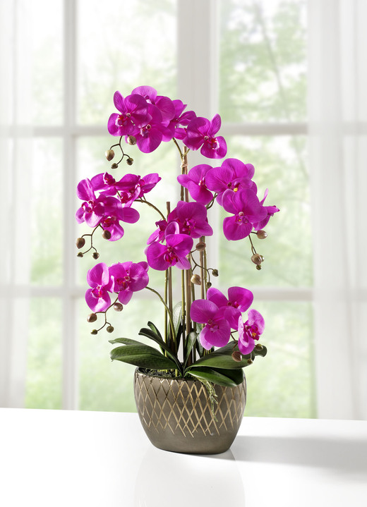 Kunst- & Textilpflanzen - Orchidee im Topf, in Farbe FUCHSIA