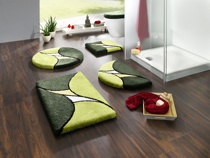 Badgarnituren - Badgarnitur für Fußbodenheizung geeignet, in Größe 100 (Vorleger halbrund, 50x 80 cm) bis 112 (WC-Deckelbezug, 47x 50 cm), in Farbe GRÜN Ansicht 1