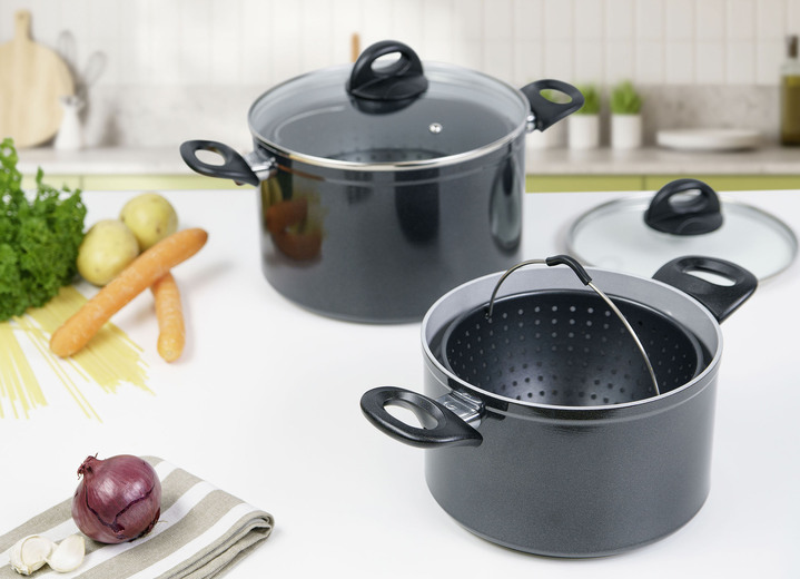 Töpfe, Pfannen & Bräter - Topf-Set aus Aluminium, 6-teilig, in Farbe SCHWARZ Ansicht 1