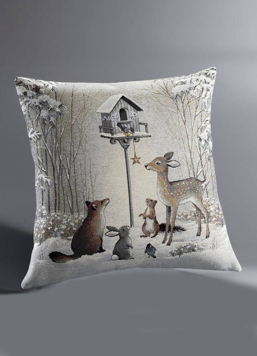 Tischdecken - Tisch- und Raumdekoration mit Winterlandschaft, in Größe 100 (2 Platzsets, 33x 45 cm) bis 404 (Kissenbezug, 45x 45 cm), in Farbe CREME Ansicht 3