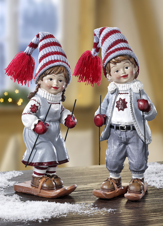 Weihnachten - Winterkinder, 2er-Set, in Farbe ROT-GRAU, in Ausführung Winterkinder Höhe: 17 cm Ansicht 2