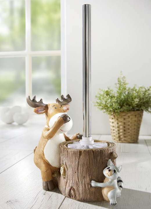 - WC-Garnitur mit Bürste, in Farbe BRAUN-WEISS
